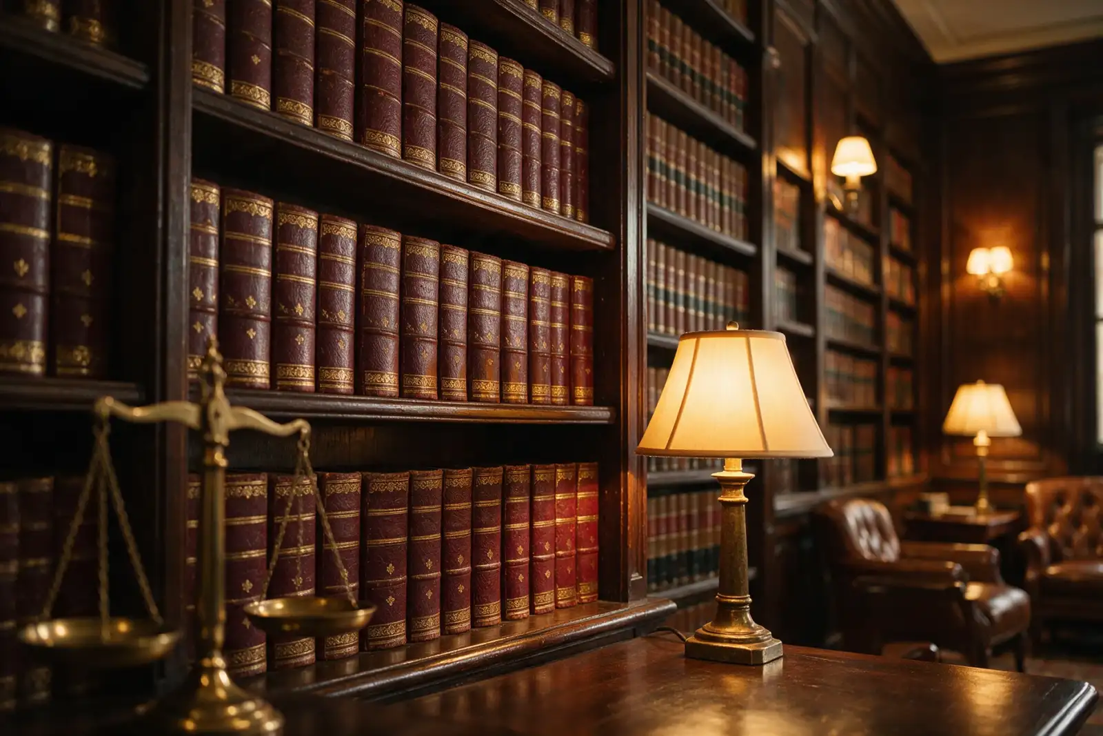Biblioteca jurídica con libros de derecho